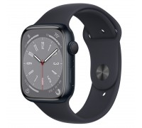 Apple Watch Series 8 45 мм (алюминиевый корпус, полуночный/полуночный, спортивный силиконовый ремешок)