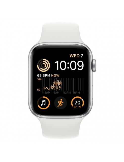 Apple Watch SE 2 40 мм (алюминиевый корпус, серебристый/белый, спортивный силиконовый ремешок)