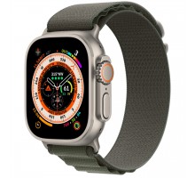 Apple Watch Ultra LTE 49 мм (титановый корпус, титановый/темно-зеленый, текстильный ремешок размера S)