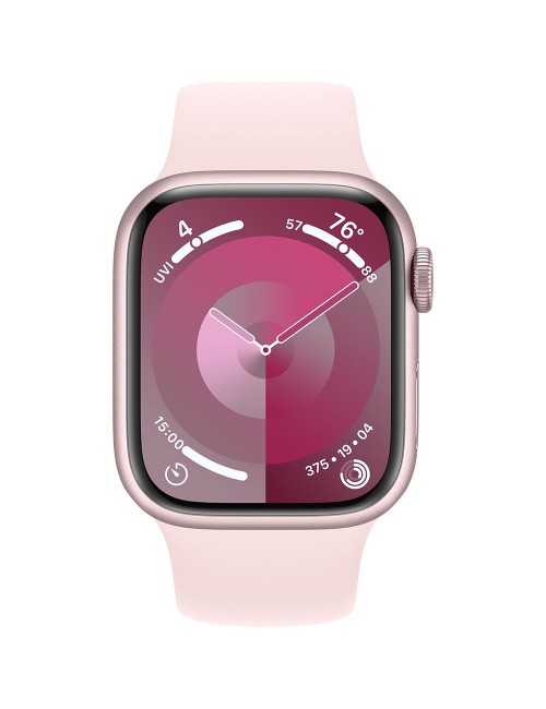 Apple Watch Series 9 41 мм (алюминиевый корпус, розовый/розовый, спортивный силиконовый ремешок S/M)