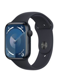 Apple Watch Series 9 45 мм (алюминиевый корпус, полуночный/полуночный, спортивный силиконовый ремешок S/M)