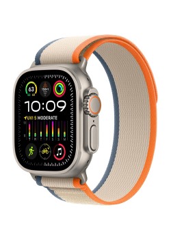 Apple Watch Ultra 2 LTE 49 мм (титановый корпус, титановый/бежево-оранжевый, нейлоновый ремешок размера M/L)