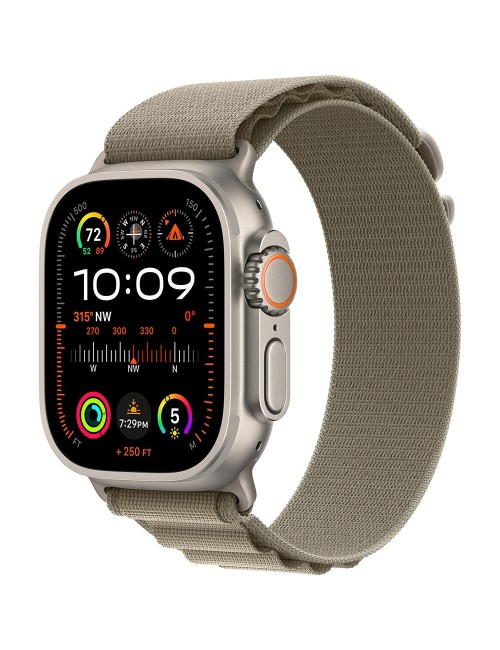 Apple Watch Ultra 2 LTE 49 мм (титановый корпус, титановый/оливковый, текстильный ремешок размера L)