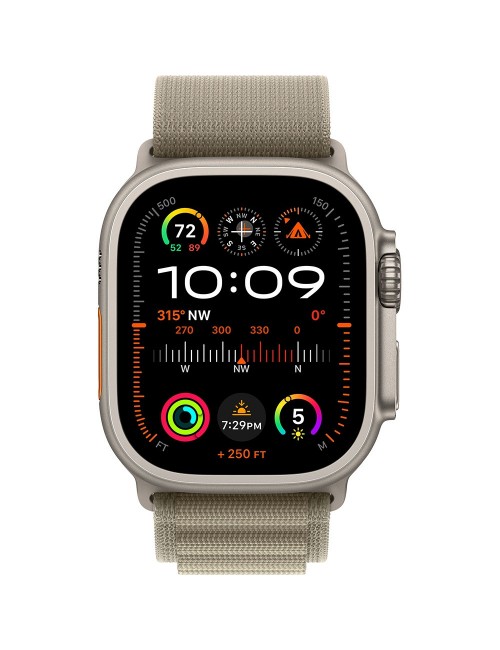 Apple Watch Ultra 2 LTE 49 мм (титановый корпус, титановый/оливковый, текстильный ремешок размера L)