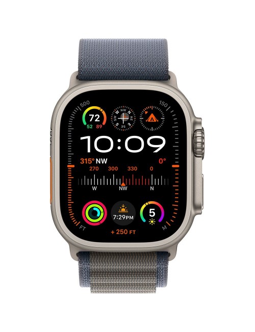 Apple Watch Ultra 2 LTE 49 мм (титановый корпус, титановый/синий, текстильный ремешок размера L)